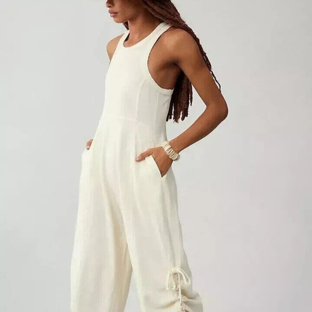 Anthropologie Cream Jumpsuit